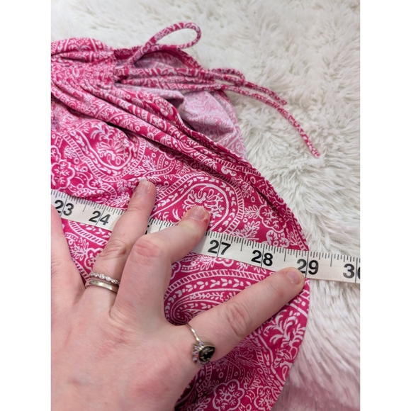 Lands' End Pink Paisley Print Flutter Sleeve Ruched Sides Women's Top Size XL - Picture 10 of 11